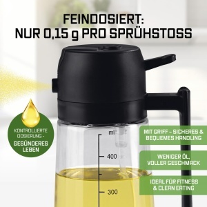 Spray pentru ulei GOURMETmaxx 2-in-1 din sticla, 470 ml, spumare fina si jet controlat - Img 5