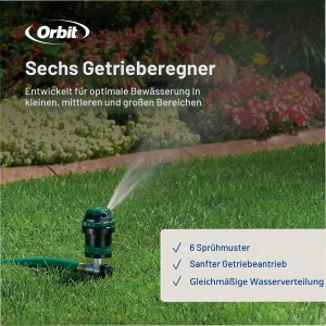 Sprinkler cu getrie Orbit H2O-Six, 6 moduri de pulverizare, verde - Img 3
