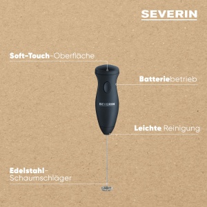 Spumant de lapte SEVERIN, spumant de lapte compact din otel inoxidabil, spumant de lapte electric cu functionare cu baterie si manevrare usoara, inclusiv 2 baterii, negru, SM 3590 - Img 4