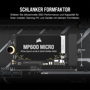 SSD Corsair MP600 Micro 2TB M.2 NVMe PCIe Gen4, 7000MBs, Negru - Img 2
