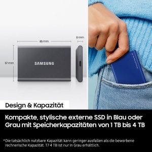 SSD Portabil Samsung T7, 1 TB, USB 3.2 Gen.2, Culoare Gri - Img 5