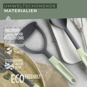 Stampfer pentru cartofi Fackelmann Ecolution, 25 cm, din materiale ecologice, mint si gri - Img 4