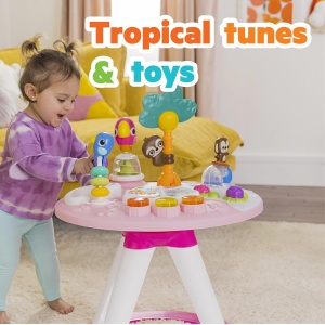 Statia de Joaca 2-in-1 Bright Starts Around We Go Tropic Coral, 10 Activitati, Roz - Img 9