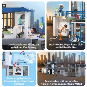 Statia de Politie PLAYMOBIL 71874 cu Verificare si Accesorii pentru Copii - Img 5