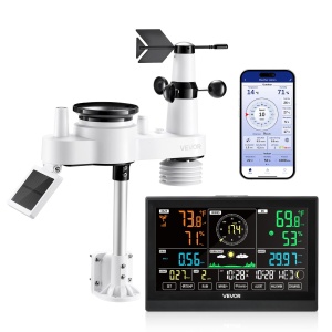 Statia Meteo VEVOR 7-in-1 cu Display de 7,5 Inch, Sensor Exterior Solar, Wi-Fi
