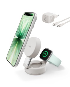 Statie de incarcare inductiva Belkin UltraCharge Pro 2-in-1, 25W, bej