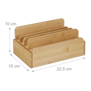Statie de incarcare Relaxdays din bambus pentru 6 dispozitive, organizator cabluri - Img 4