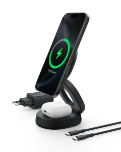 Statie de incarcare wireless Belkin BoostCharge 2-in-1, 15W, MagSafe, negru