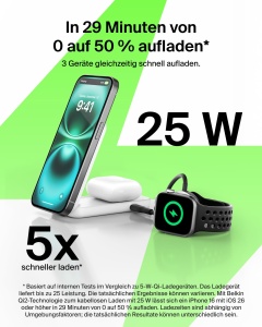 Statie de incarcare wireless Belkin UltraCharge 2-in-1, 25W, alba - Img 2