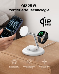 Statie de incarcare wireless Belkin UltraCharge 3-in-1, 25W, alba - Img 4