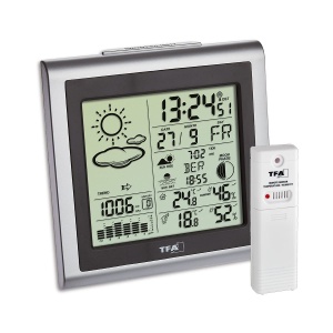 Statie meteo TFA Dostmann Largo 35114554 cu senzor wireless afisaj temperaturi si umiditate interiorexterior argintiu