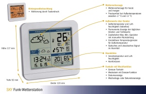 Statie meteo TFA Dostmann SKY 35115202 cu senzor exterior prognoza meteo functie de ceas - Img 3
