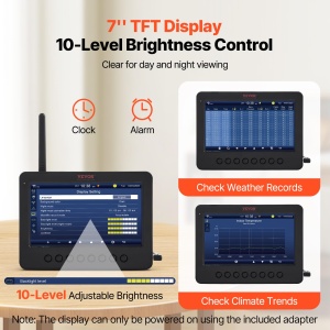 Statie meteo VEVOR YT60233 7-in-1 Wi-Fi Display TFT 73 inch Senzor solar - Img 6