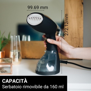 SteamOne - Abur si abur pentru calatorii - Perie cu abur gata de utilizare in 30 de secunde - Antibacterian Steamer de calatorie pentru calcarea tuturor textilelor - Rezervor 260 ml, Negru - Stravel - Img 6