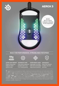 SteelSeries Aerox 3 Gaming Mouse 59g Negru Ultralejer Rezistent la Apa - Img 14