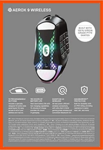SteelSeries Aerox 9 Wireless Mouse Gaming RGB 18 Butoane Bluetooth 24 GHz - Img 16