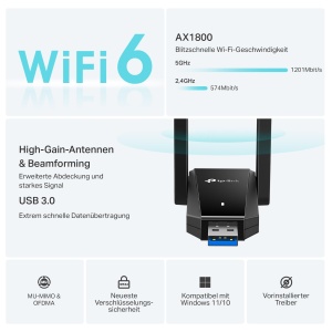 Stick Wi-Fi TP-Link Archer TX30U Plus, AX1800, Dual Band, USB 3.0 - Img 5