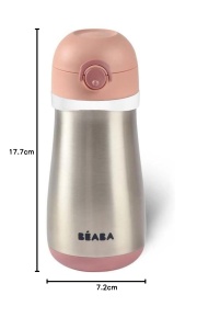 Sticla de apa din inox BEABA 350ml, roz, cu functie de deschidere usoara - Img 5