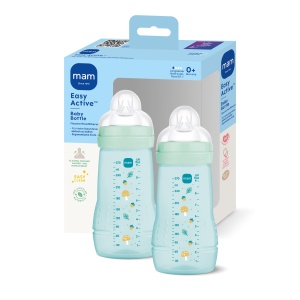 Sticla pentru bebelusi MAM Easy Active 270 ml, 0 luni, design ergonomic