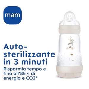 Sticla pentru bebelusi MAM Easy Start 320 ml, anti-colici, culoare bej - Img 3