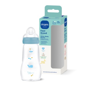 Sticla pentru bebelusi MAM Feel Good 260 ml, cu suzeta SkinSoft, pentru nou-nascuti - Img 1