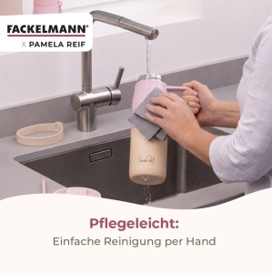 Sticla termica FACKELMANN x Pamela Reif 400 ml, inox si silicon, roz - Img 8