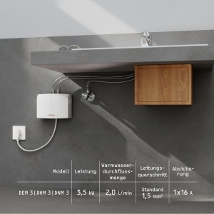 Stiebel Eltron DEM 3 Mini Instant Water Heater 35 kW Montaj Orizontal Compatibil cu Armaturi Presurizate si Nepresurizate - Img 4