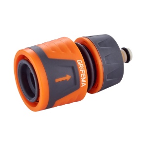 Stop apa GRIFEMA GE1202, 13 mm (12) si 15 mm (58), cu maner antiderapant, portocalie