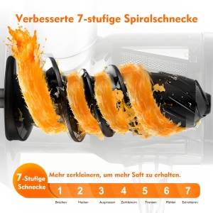 Storcator de fructe si legume AMZCHEF, alb, cu functie de rasturnare, 4-in-1 - Img 3