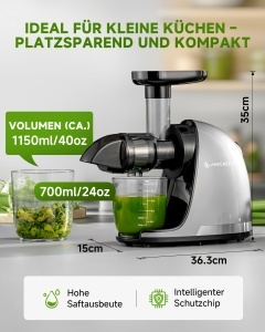 Storcator lent AMZCHEF ZM1501 functie reverse argintiu cu 2 recipiente si perie de curatare - Img 4