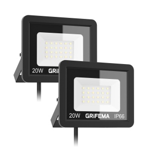 Stralucitor LED 20W GRIFEMA, 2200LM, 6500K, 2 bucati, Negru