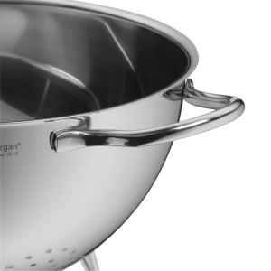 Strecuratoare WMF Gourmet din otel inoxidabil 24 cm, strecuratoare cu picioare, strecuratoare din otel inoxidabil, strecuratoare de taitei, strecuratoare de bucatarie, cromargan din otel inoxidabil, se poate spala in masina de spalat vase - Img 4