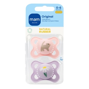 Sucitor de latex MAM Original, 0-6 luni, set 2 bucati, design pisicaflori - Img 2