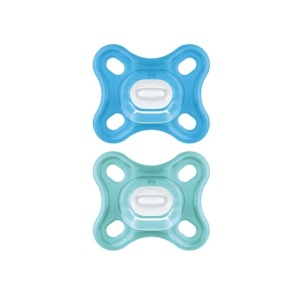 Sucitor pentru bebelusi MAM Comfort, set 2 bucati, silicon SkinSoft, albastruverde - Img 4