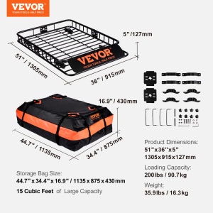 Suport auto VEVOR Dachgepacktrager 1305x915x127 mm 907 kg negru - Img 7