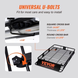 Suport bagaje auto VEVOR Dachgepacktrager 1630x990x152 mm capacitate 907 kg negru - Img 6
