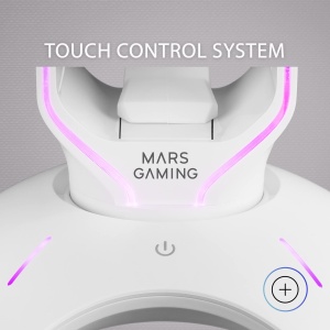 Suport casti gaming Mars Gaming MHHPRO, LED RGB, 2 porturi USB, Alb - Img 5