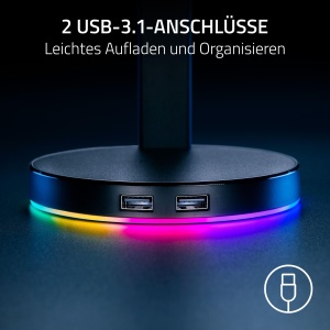Suport casti Razer Base Station V2 Chroma Quartz, USB Hub, RGB, 7.1 Surround Sound - Img 5