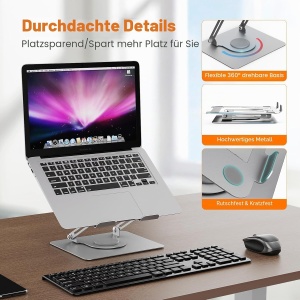 Suport Laptop GRIFEMA GB1050-1, Faltabil, Inaltime Ajustabila, 5 kg, Argintiu - Img 4