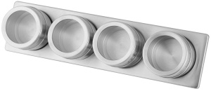 Suport magnetic pentru condimente Fackelmann 42122, 4 doze, argintiutransparent