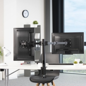 Suport Monitor Hama pentru 2 Monitoare 13 35 inch, Negru, Reglabil, 15 kg - Img 6