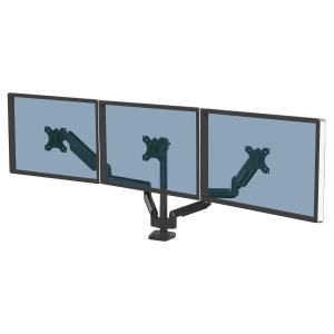 Suport monitor pentru 3 monitoare Fellowes Platinum, ajustabil, negru