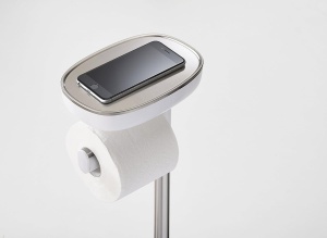 Suport pentru hartie igienica Joseph Joseph Easy Store cu perie WC flexibila, inox - Img 7