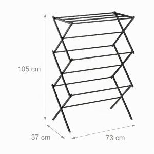 Suport rufe Relaxdays, 11 tije, 6 niveluri, metal, negru, 105x73x37 cm - Img 4