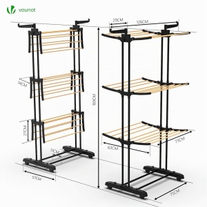 Suport rufe VOUNOT cu 3 etaje, 20m lungime, 27kg capacitate, cu roti - Img 6