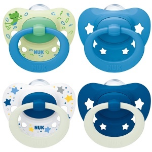 Suport suzeta NUK Signature Day Night, 6-18 luni, silicon, design in forma de inima, 4 bucati - Img 1
