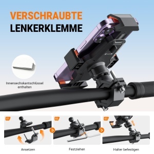 Suport telefon pentru bicicleta GRIFEMA GD523, 5.5-7 inch, rotire 360 - Img 5
