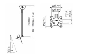 Suport TV de Tavan Vogels PFC 585, Ajustabil 850-1350 mm, Compatibil 19-42 inch, Argintiu - Img 3