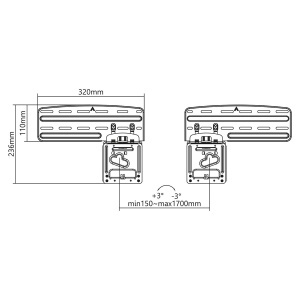 Suport TV Feste TV-Wandhalterung 43-85 - 60 kg, Negru, Distanta de 7.5 mm - Img 3