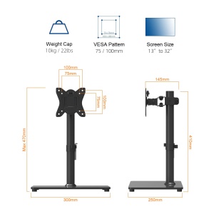 Suport TV GRIFEMA GB1005-1 pentru televizoare de 32 inch, inaltime ajustabila, sticla securizata - Img 2